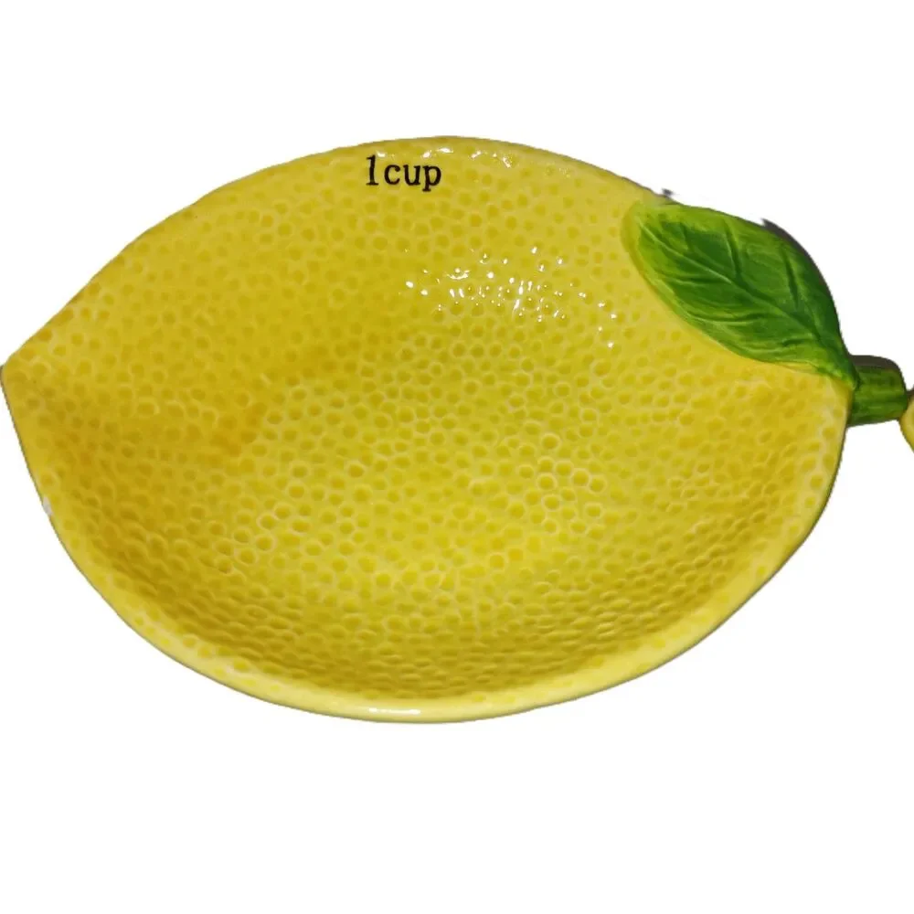 ARLINGTON DESIGNS: Lemon Ceramic Nesting Measuring Cups - Set of 4
